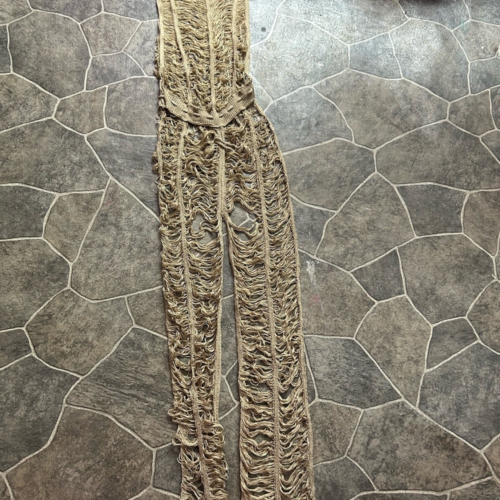Crochet Beige Women's Jumpsuit